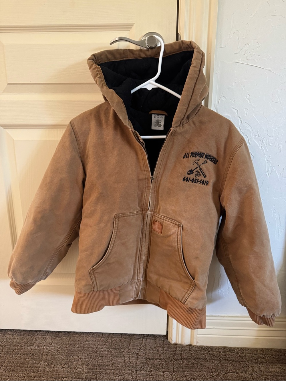 Carhartt Kids Tan Hooded Work Puffer Jacket